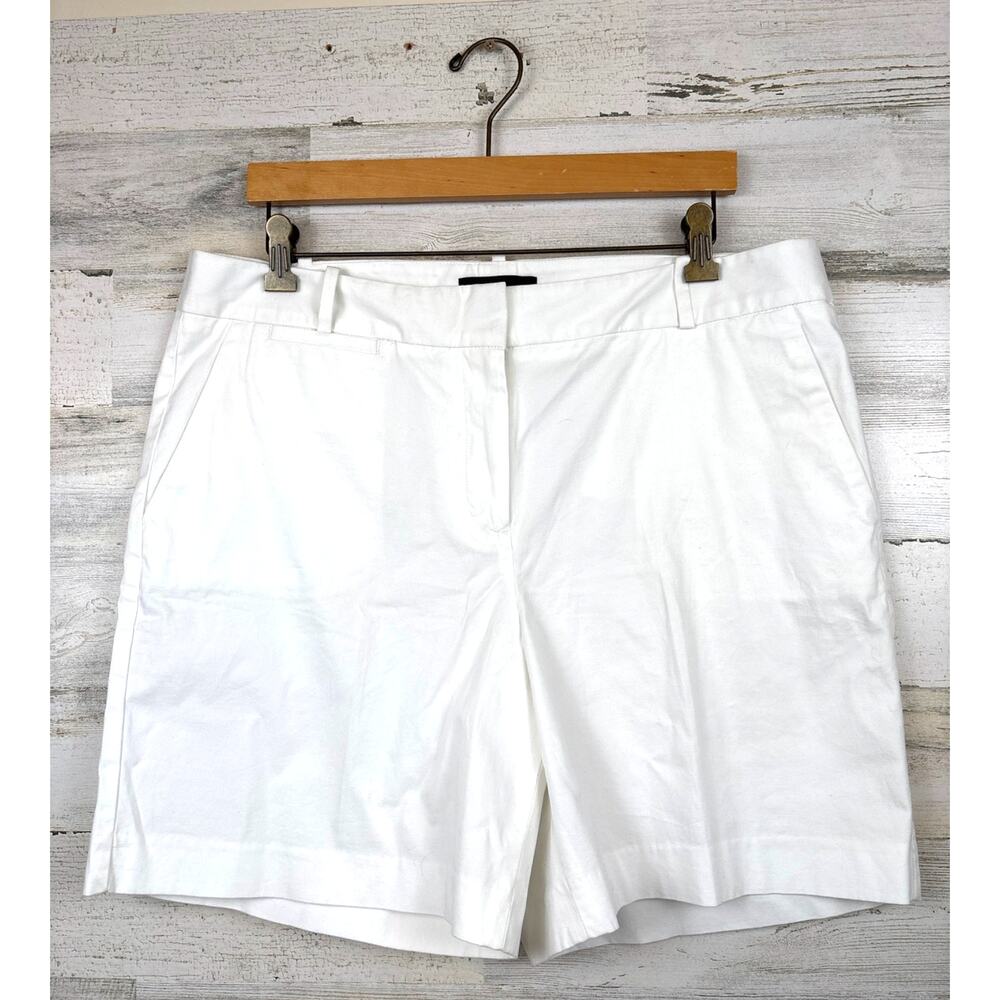 Talbots White Chino Shorts Womens 14 7" Inseam Preppy Summer Casual
